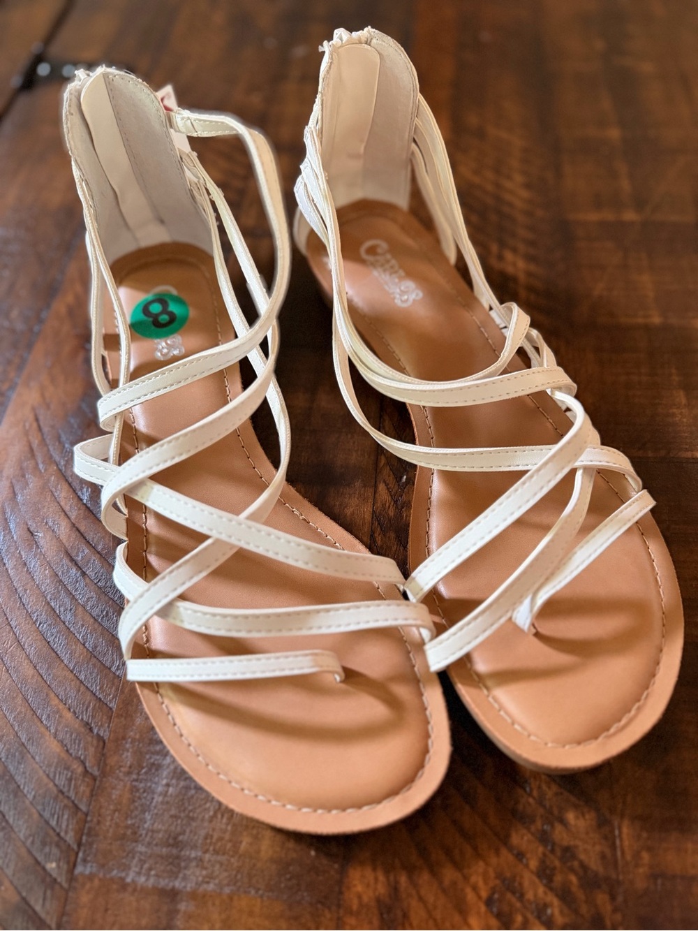 Carlos by Carlos Santana Cream Strappy Gladiator Sandals